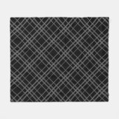 Graues Schwarz-Tartan-Kariertes Muster Fleecedecke (Vorderseite (Horizontal))