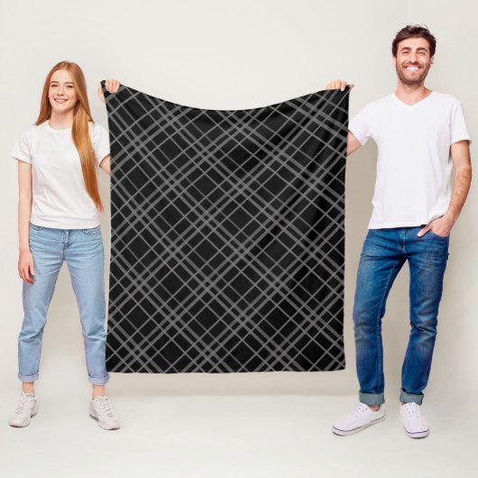 Graues Schwarz-Tartan-Kariertes Muster Fleecedecke