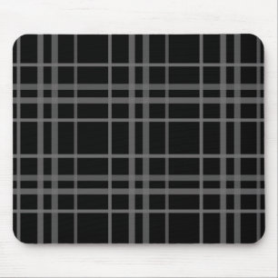 Graues Schwarz-Tartan-Kariertes Muster Mousepad