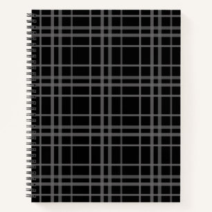 Graues Schwarz-Tartan-Kariertes Muster Notizblock