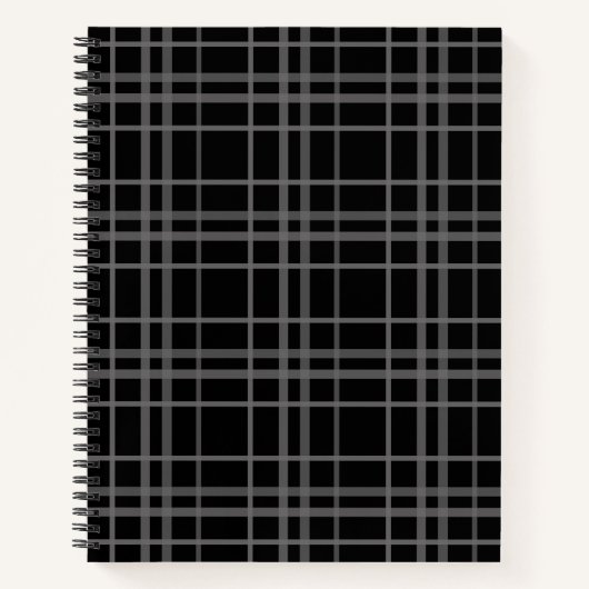 Graues Schwarz-Tartan-Kariertes Muster Notizblock (Vorderseite)