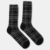 Graues Schwarz-Tartan-Kariertes Muster Socken (Rechts)