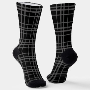 Graues Schwarz-Tartan-Kariertes Muster Socken