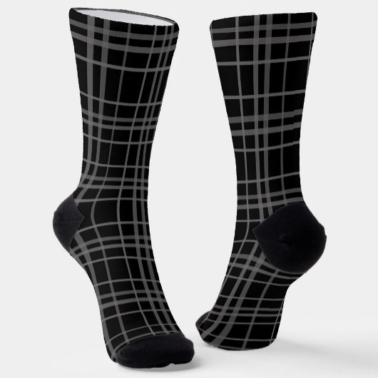 Graues Schwarz-Tartan-Kariertes Muster Socken
