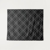 Graues Schwarz-Tartan-Kariertes Muster Wandteppich (Vorderseite (Horizontal))