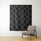 Graues Schwarz-Tartan-Kariertes Muster Wandteppich (Beispiel)