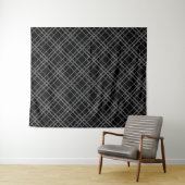 Graues Schwarz-Tartan-Kariertes Muster Wandteppich (Beispiel (Horizontal))