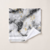 Graues Schwarz und Gold Moderner Marmor Benutzerfr Badhandtuch Set (Waschlappen)