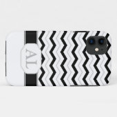 Graues Schwarz/Weiß-Zickzack Monogramm iPhone 5 Fa Case-Mate iPhone Hülle (Rückseite (Horizontal))