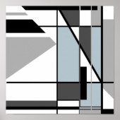 Graues, Schwarz-weißes Abstraktes Mosaikdesign Poster (Vorne)