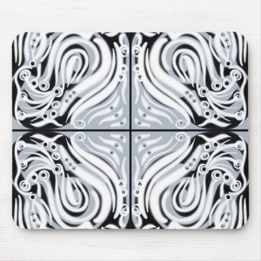 Graues Schwarz-weißes, Abstraktes Muster Mousepad (Vorne)