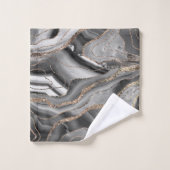 Graues Schwarz-weißes Agate Gold Glitzer Glam #1 Badhandtuch Set (Waschlappen)