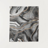 Graues Schwarz-weißes Agate Gold Glitzer Glam #1 Wandteppich (Vorderseite)