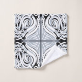 Graues Schwarz-weißes, Curly Abstraktes Muster Badhandtuch Set (Waschlappen)