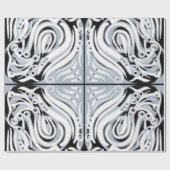 Graues Schwarz-weißes, Curly Abstraktes Muster Geschenkpapier (Flach)