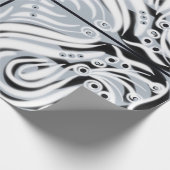 Graues Schwarz-weißes, Curly Abstraktes Muster Geschenkpapier (Ecke)