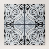 Graues Schwarz-weißes, Curly Abstraktes Muster Puzzle (Vertikal)