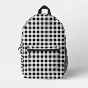Graues Schwarz-weißes Kariertes Karo Muster Bedruckter Rucksack