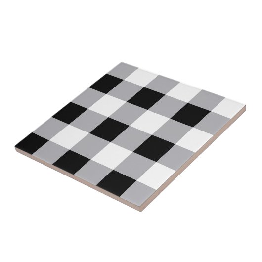 Graues Schwarz-weißes Kariertes Karo Muster Fliese (Seite)