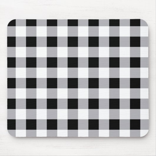 Graues Schwarz-weißes Kariertes Karo Muster Mousepad (Vorne)