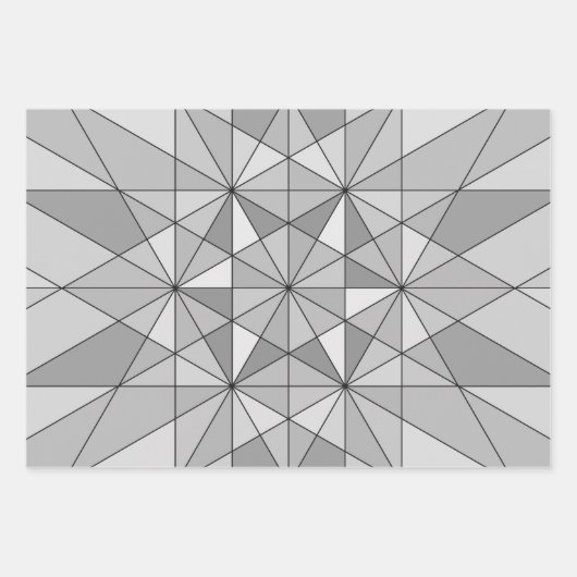 Graues Schwarz-weißes Mosaikdreieck-Retromuster Geschenkpapier Set (Vorderseite 2)
