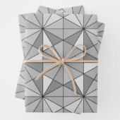 Graues Schwarz-weißes Mosaikdreieck-Retromuster Geschenkpapier Set (Beispiel)