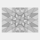 Graues Schwarz-weißes Mosaikdreieck-Retromuster Geschenkpapier Set (Vorderseite)