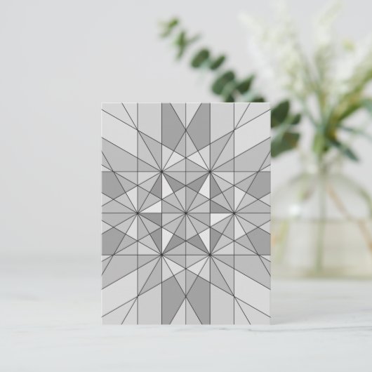 Graues Schwarz-weißes Mosaikdreieck-Retromuster Postkarte (Stehend Vorderseite)