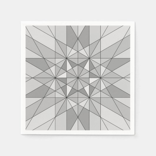 Graues Schwarz-weißes Mosaikdreieck-Retromuster Serviette (Vorderseite)