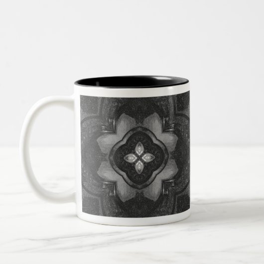 Graues schwarzes Bleistiftmuster Zweifarbige Tasse (Links)