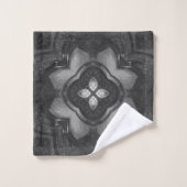 Graues schwarzes Blumenmuster Set (Waschlappen)