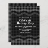 Graues schwarzes kariertes Schachbrett Kariertes P Einladung (Vorne/Hinten)