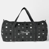 Graues schwarzes Muster für spielbare Pixel Karo Duffle Bag (Vorderseite)