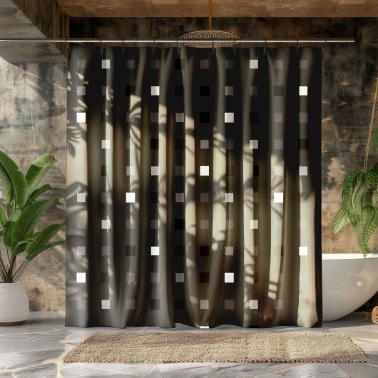 Graues schwarzes Muster für spielbare Pixel Karo Duschvorhang