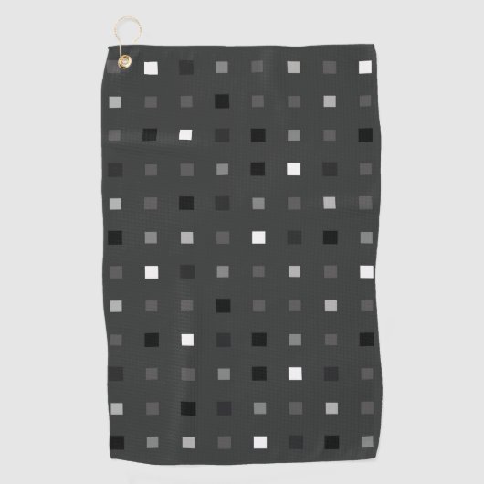 Graues schwarzes Muster für spielbare Pixel Karo Golfhandtuch (Vorderseite)
