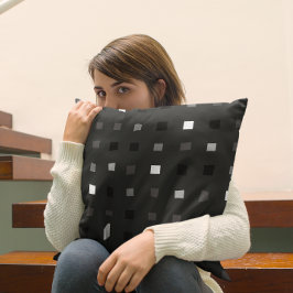 Graues schwarzes Muster für spielbare Pixel Karo Kissen