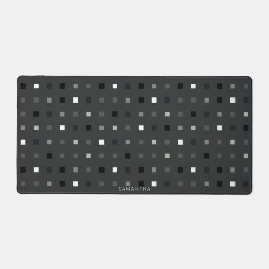Graues schwarzes Muster für spielbare Pixel Karo Schreibtischunterlage (Vorderseite)