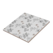 Graues Schwarzes Retro Y2K Hippie Blume Muster Fliese (Seite)