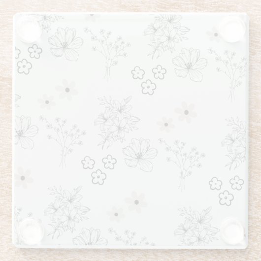 Graues Schwarzes Retro Y2K Hippie Blume Muster Glasuntersetzer (Rückseite)