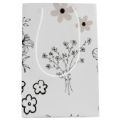 Graues Schwarzes Retro Y2K Hippie Blume Muster Mittlere Geschenktüte (Vorderseite)