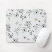 Graues Schwarzes Retro Y2K Hippie Blume Muster Mousepad (Mit Mouse)