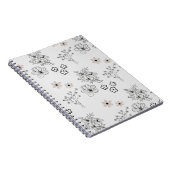 Graues Schwarzes Retro Y2K Hippie Blume Muster Notizblock (Rechte Seite)