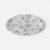 Graues Schwarzes Retro Y2K Hippie Blume Muster Pappteller (Schrägansicht)