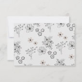 Graues Schwarzes Retro Y2K Hippie Blume Muster RSVP Karte (Rückseite)