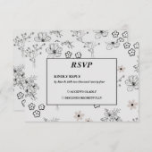 Graues Schwarzes Retro Y2K Hippie Blume Muster RSVP Karte (Vorne/Hinten)