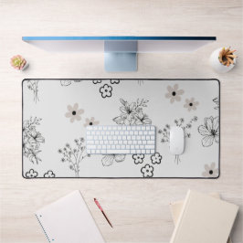 Graues Schwarzes Retro Y2K Hippie Blume Muster Schreibtischunterlage