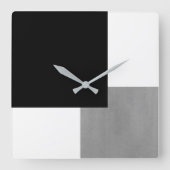 Graues Schwarzweiss-geometrisches Quadratische Wanduhr (Vorderseite)