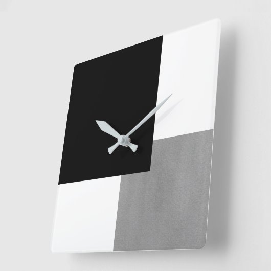 Graues Schwarzweiss-geometrisches Quadratische Wanduhr (Winkel)