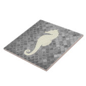 Graues Seepferd Glasmuster Keramik Tile Fliese (Seite)