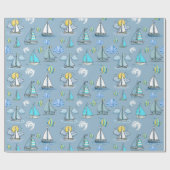 Graues Segelboot-Geschenkpapier Geschenkpapier (Flach)